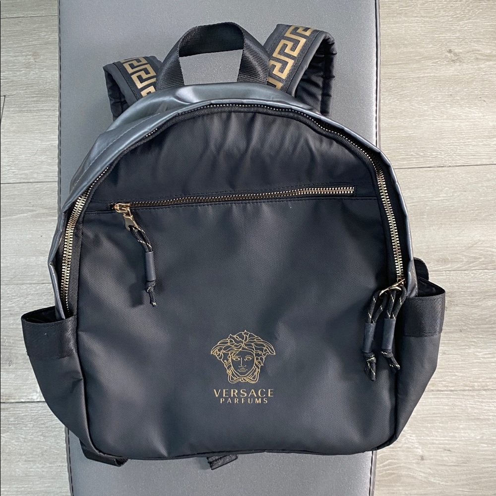 Versace Perfums Black Backpack with Gold Details